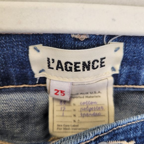L'Agence Women's Size 25 Jeans High Rise Cropped Slim Raw Hem - Picture 6 of 6